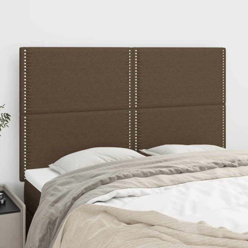 vidaXL Kopfteile 4 Stk. Dunkelbraun 72x5x78/88 cm Stoff