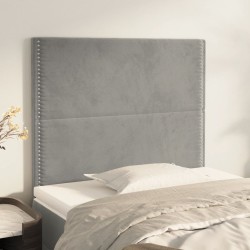 vidaXL Kopfteile 2 Stk. Hellgrau 100x5x78/88 cm Samt