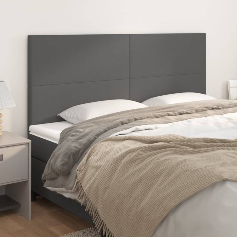 vidaXL Kopfteile 4 Stk. Grau 90x5x78/88 cm Kunstleder