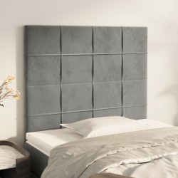 vidaXL Kopfteile 2 Stk. Hellgrau 100x5x78/88 cm Samt