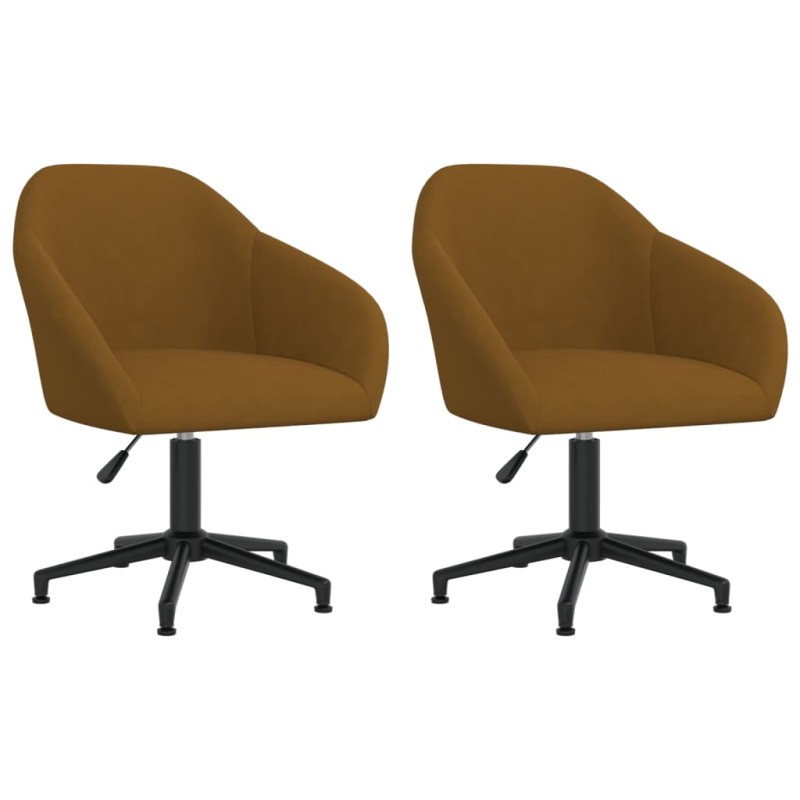 Esszimmerstühle 2 Stk. Drehbar Braun Samt Esszimmerstühle 2 Stk. Drehbar Braun Samt