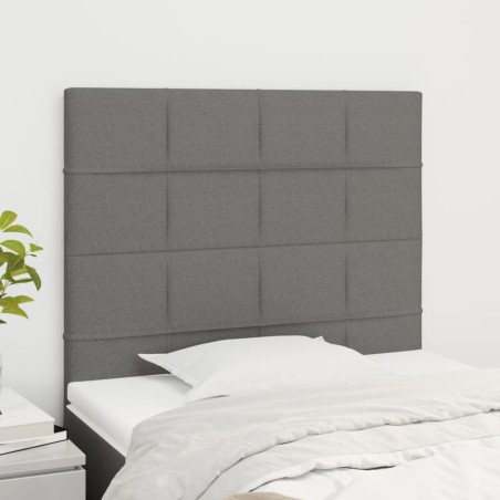 vidaXL Kopfteile 2 Stk. Dunkelgrau 100x5x78/88 cm Stoff
