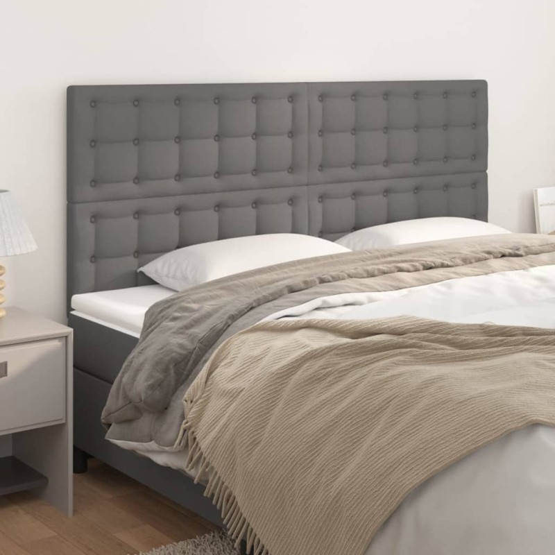 vidaXL Kopfteile 4 Stk. Grau 100x5x78/88 cm Kunstleder