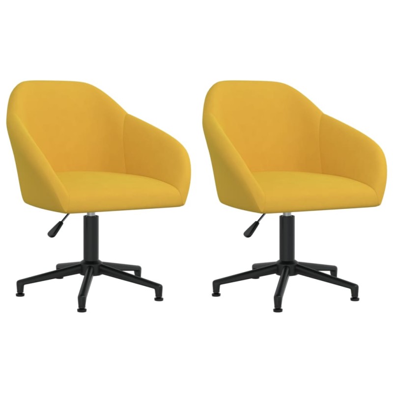 Esszimmerstühle 2 Stk. Drehbar Gelb Samt Esszimmerstühle 2 Stk. Drehbar Gelb Samt
