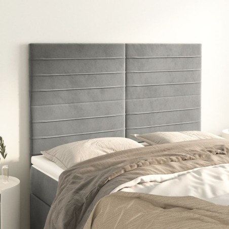 vidaXL Kopfteile 4 Stk. Hellgrau 72x5x78/88 cm Samt