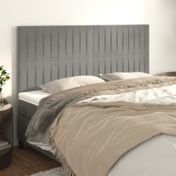 vidaXL Kopfteile 4 Stk. Hellgrau 80x5x78/88 cm Samt