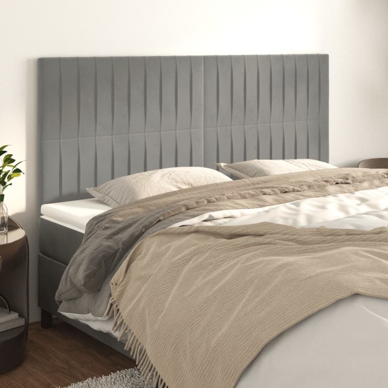 vidaXL Kopfteile 4 Stk. Hellgrau 80x5x78/88 cm Samt vidaXL Kopfteile 4 Stk. Hellgrau 80x5x78/88 cm Samt