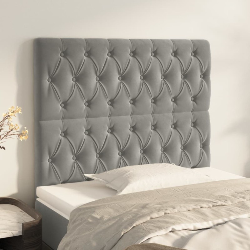 vidaXL Kopfteile 2 Stk. Hellgrau 90x7x78/88 cm Samt vidaXL Kopfteile 2 Stk. Hellgrau 90x7x78/88 cm Samt