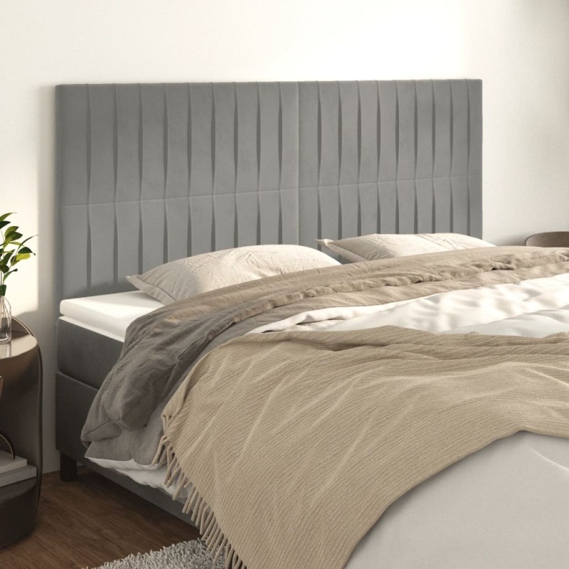 vidaXL Kopfteile 4 Stk. Hellgrau 90x5x78/88 cm Samt vidaXL Kopfteile 4 Stk. Hellgrau 90x5x78/88 cm Samt