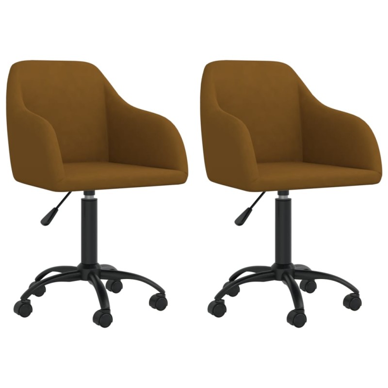Esszimmerstühle 2 Stk. Drehbar Braun Samt Esszimmerstühle 2 Stk. Drehbar Braun Samt