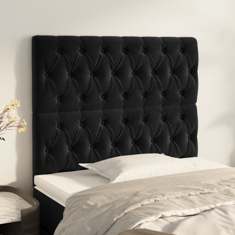 vidaXL Kopfteile 2 Stk. Schwarz 90x7x78/88 cm Samt vidaXL Kopfteile 2 Stk. Schwarz 90x7x78/88 cm Samt