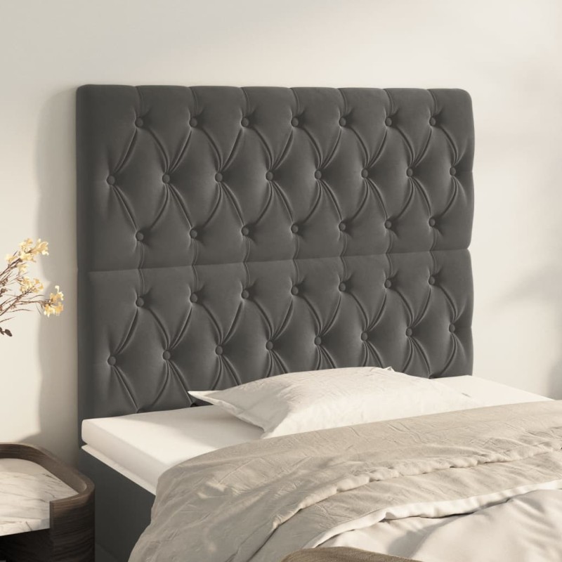 vidaXL Kopfteile 2 Stk. Dunkelgrau 100x7x78/88 cm Samt vidaXL Kopfteile 2 Stk. Dunkelgrau 100x7x78/88 cm Samt