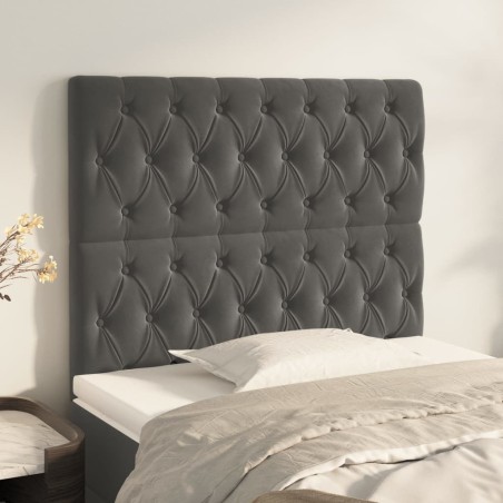 vidaXL Kopfteile 2 Stk. Dunkelgrau 100x7x78/88 cm Samt