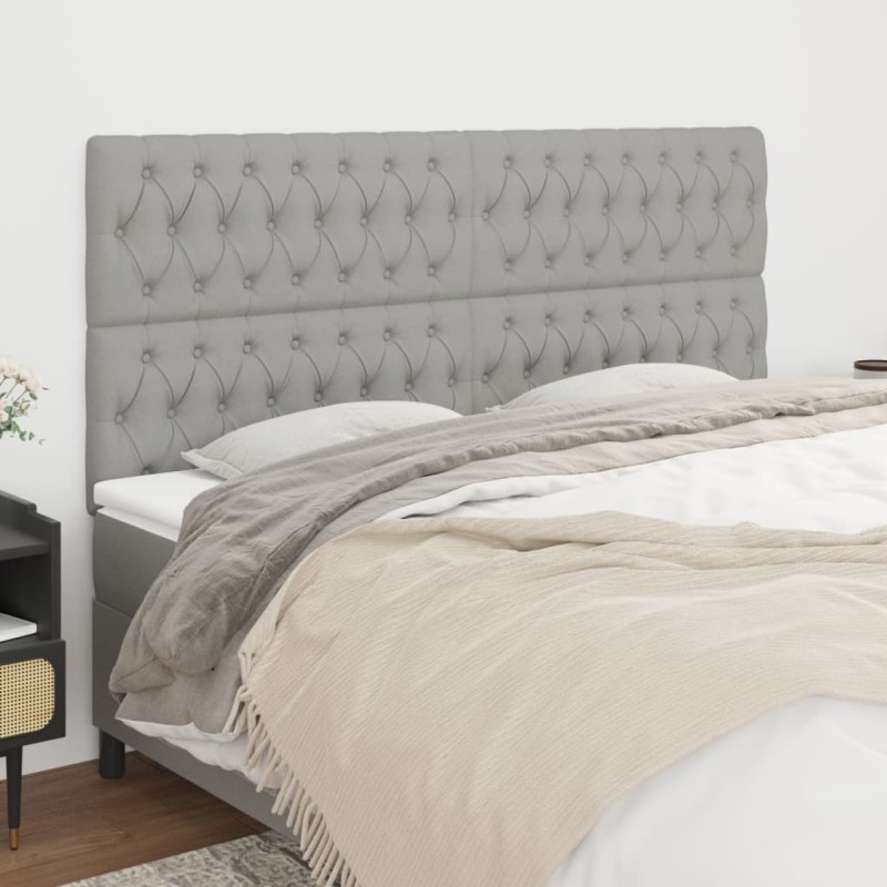 vidaXL Kopfteile 4 Stk. Hellgrau 90x7x78/88 cm Stoff vidaXL Kopfteile 4 Stk. Hellgrau 90x7x78/88 cm Stoff