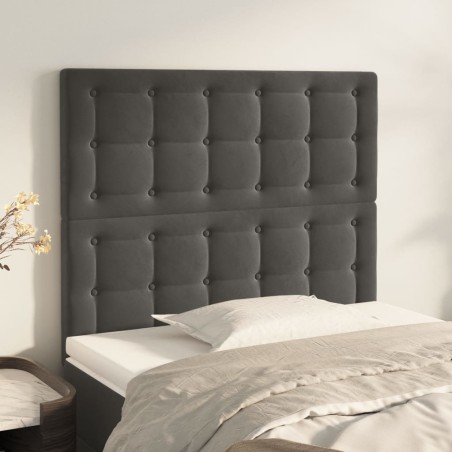 vidaXL Kopfteile 2 Stk. Dunkelgrau 90x5x78/88 cm Samt