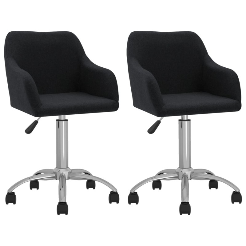 Esszimmerstühle 2 Stk. Drehbar Schwarz Stoff Esszimmerstühle 2 Stk. Drehbar Schwarz Stoff