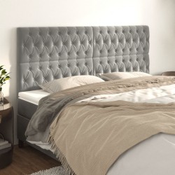 vidaXL Kopfteile 4 Stk. Hellgrau 90x7x78/88 cm Samt