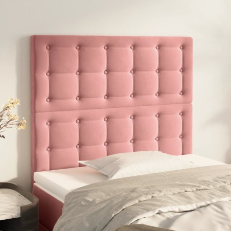 vidaXL Kopfteile 2 Stk. Rosa 100x5x78/88 cm Samt