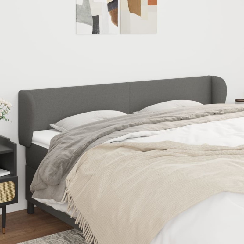 vidaXL Kopfteil mit Ohren Dunkelgrau 163x23x78/88 cm Stoff vidaXL Kopfteil mit Ohren Dunkelgrau 163x23x78/88 cm Stoff