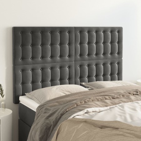 vidaXL Kopfteile 4 Stk. Dunkelgrau 72x5x78/88 cm Samt