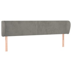 vidaXL Kopfteil mit Ohren Hellgrau 183x23x78/88 cm Samt