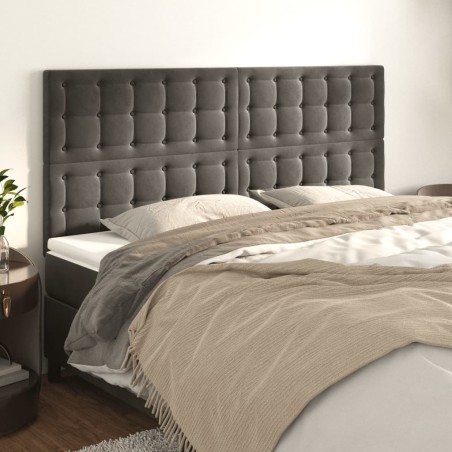 vidaXL Kopfteile 4 Stk. Dunkelgrau 80x5x78/88 cm Samt