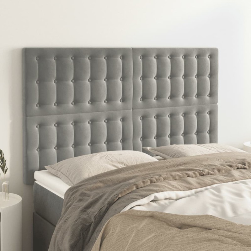 vidaXL Kopfteile 4 Stk. Hellgrau 72x5x78/88 cm Samt vidaXL Kopfteile 4 Stk. Hellgrau 72x5x78/88 cm Samt