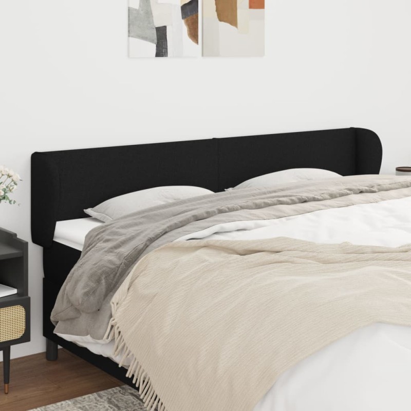 vidaXL Kopfteil mit Ohren Schwarz 203x23x78/88 cm Stoff vidaXL Kopfteil mit Ohren Schwarz 203x23x78/88 cm Stoff