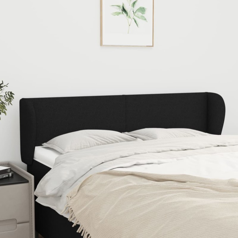 vidaXL Kopfteil mit Ohren Schwarz 147x23x78/88 cm Stoff vidaXL Kopfteil mit Ohren Schwarz 147x23x78/88 cm Stoff