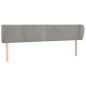 vidaXL Kopfteil mit Ohren Hellgrau 203x23x78/88 cm Samt