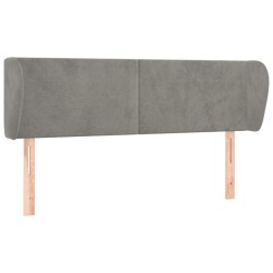 vidaXL Kopfteil mit Ohren Hellgrau 147x23x78/88 cm Samt