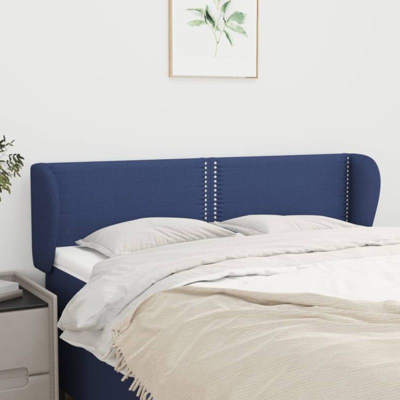 vidaXL Kopfteil mit Ohren Blau 147x23x78/88 cm Stoff