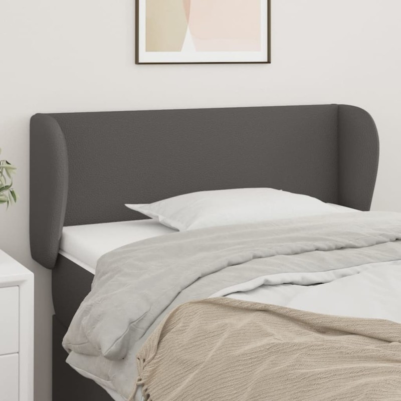 vidaXL Kopfteil mit Ohren Grau 93x23x78/88 cm Kunstleder