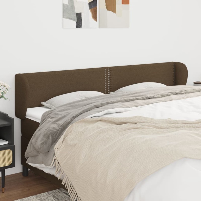 vidaXL Kopfteil mit Ohren Dunkelbraun 203x23x78/88 cm Stoff vidaXL Kopfteil mit Ohren Dunkelbraun 203x23x78/88 cm Stoff