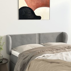 vidaXL Kopfteil mit Ohren Hellgrau 147x23x78/88 cm Samt