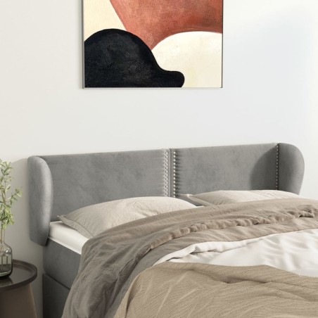 vidaXL Kopfteil mit Ohren Hellgrau 147x23x78/88 cm Samt