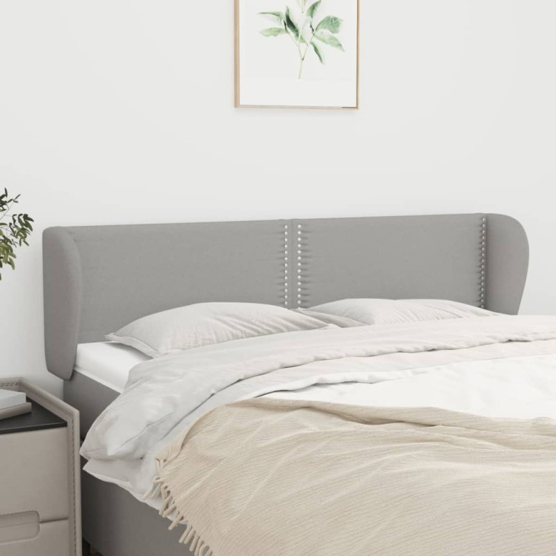 vidaXL Kopfteil mit Ohren Hellgrau 147x23x78/88 cm Stoff vidaXL Kopfteil mit Ohren Hellgrau 147x23x78/88 cm Stoff