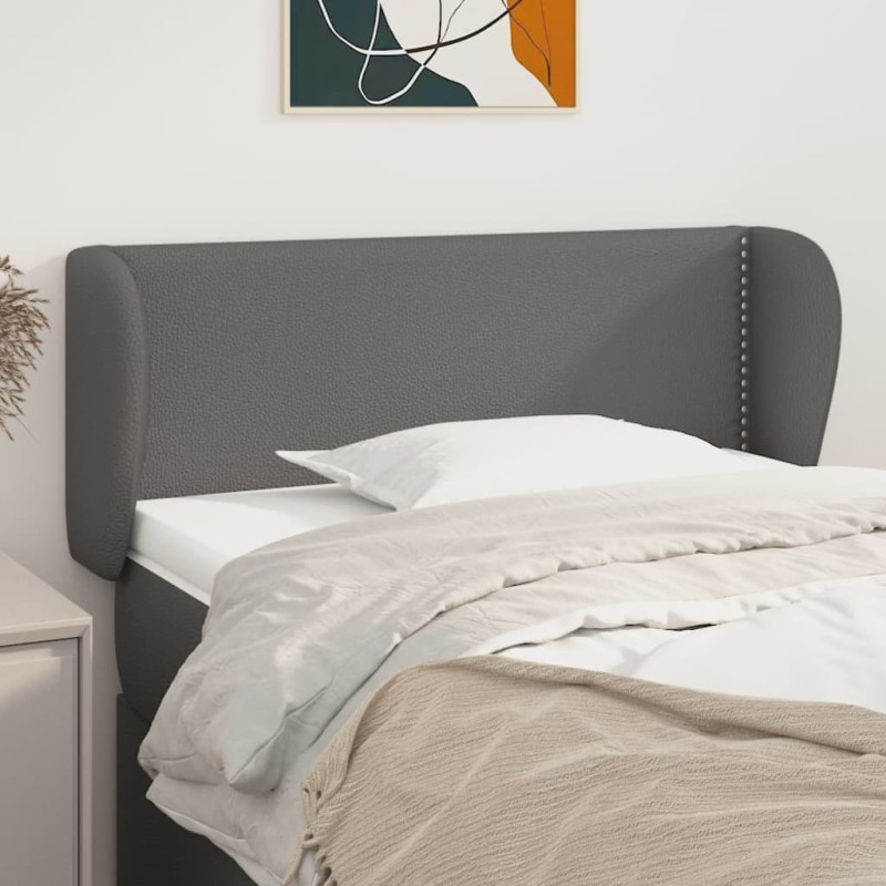 vidaXL Kopfteil mit Ohren Grau 103x23x78/88 cm Kunstleder
