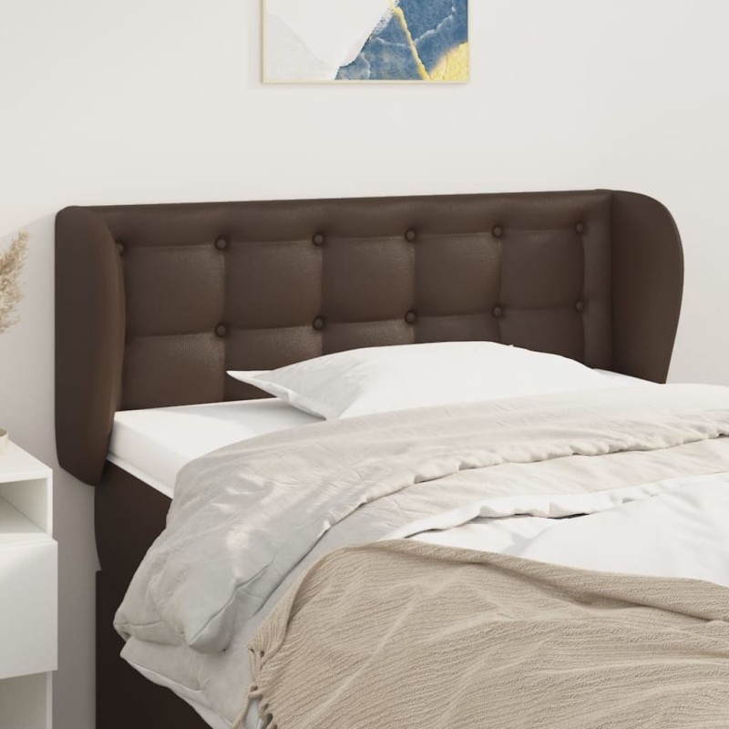 vidaXL Kopfteil mit Ohren Braun 103x23x78/88 cm Kunstleder
