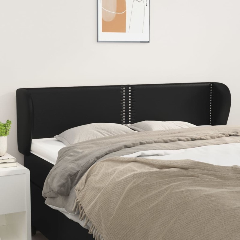vidaXL Kopfteil mit Ohren Schwarz 147x23x78/88 cm Kunstleder vidaXL Kopfteil mit Ohren Schwarz 147x23x78/88 cm Kunstleder