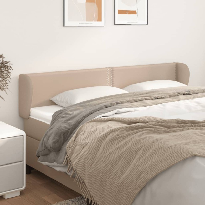 vidaXL Kopfteil mit Ohren Cappuccino-Braun 203x23x78/88 cm Kunstleder vidaXL Kopfteil mit Ohren Cappuccino-Braun 203x23x78/88 cm Kunstleder