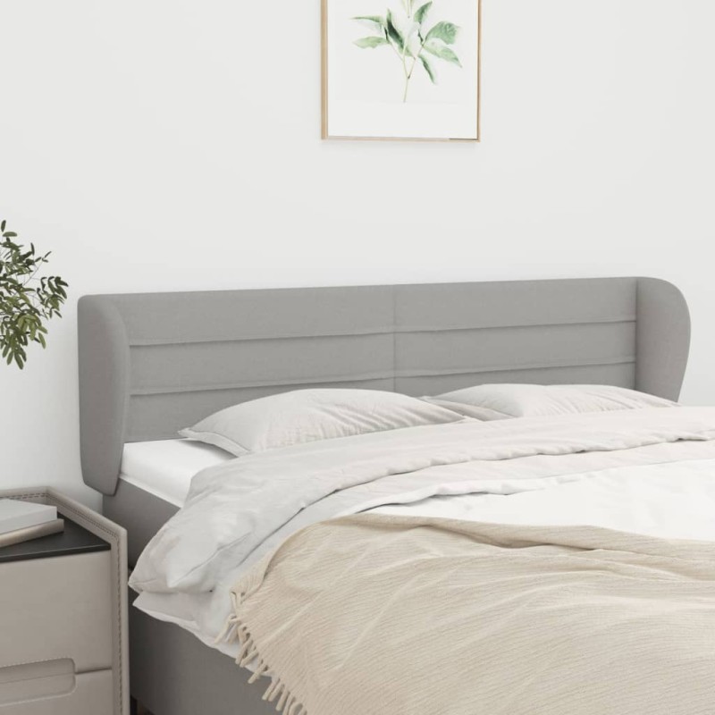 vidaXL Kopfteil mit Ohren Hellgrau 147x23x78/88 cm Stoff vidaXL Kopfteil mit Ohren Hellgrau 147x23x78/88 cm Stoff