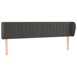 vidaXL Kopfteil mit Ohren Dunkelgrau 183x23x78/88 cm Samt
