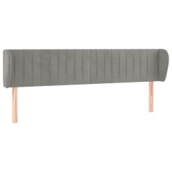 vidaXL Kopfteil mit Ohren Hellgrau 163x23x78/88 cm Samt