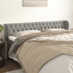 vidaXL Kopfteil mit Ohren Hellgrau 203x23x78/88 cm Samt
