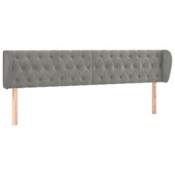 vidaXL Kopfteil mit Ohren Hellgrau 203x23x78/88 cm Samt