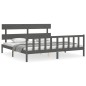 Massivholzbett mit Kopfteil Grau 200x200 cm Massivholzbett mit Kopfteil Grau 200x200 cm