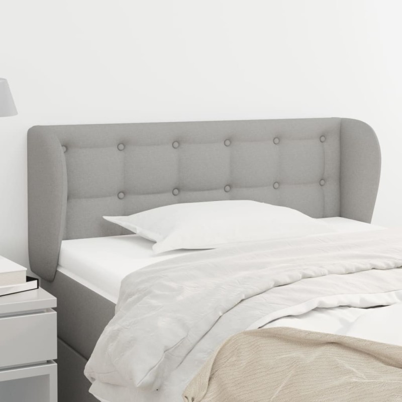 vidaXL Kopfteil mit Ohren Hellgrau 93x23x78/88 cm Stoff vidaXL Kopfteil mit Ohren Hellgrau 93x23x78/88 cm Stoff