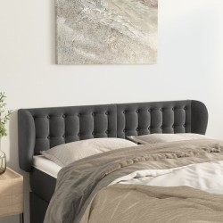 vidaXL Kopfteil mit Ohren Dunkelgrau 147x23x78/88 cm Samt
