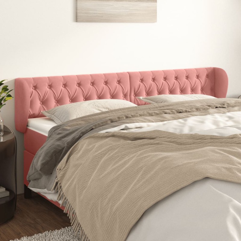 vidaXL Kopfteil mit Ohren Rosa 183x23x78/88 cm Samt vidaXL Kopfteil mit Ohren Rosa 183x23x78/88 cm Samt